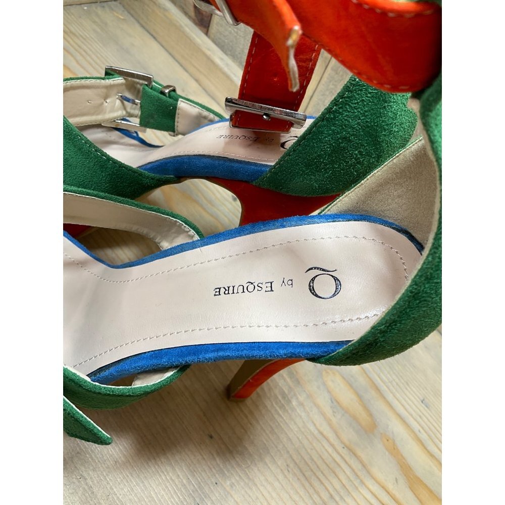 9M New Q by Esquire Bright Party Heels Orange Green Blue - Picture 5 of 8